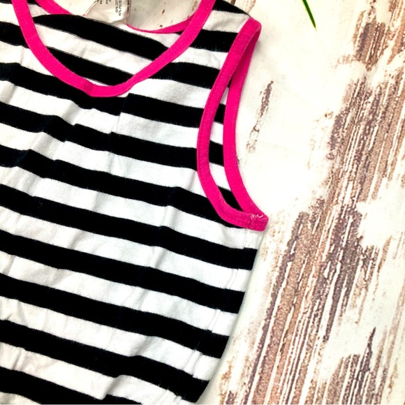 Dress Sleeveless Polka Dot Black White & Hot Pink Striped Sz 5 - Picture 4 of 11